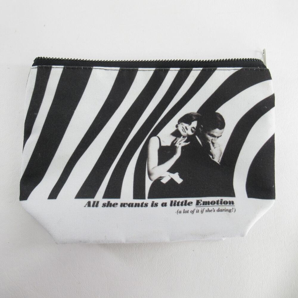 Helena Rubenstein Emotion Makeup Bag Women S Black White Stripe Zipper Advert